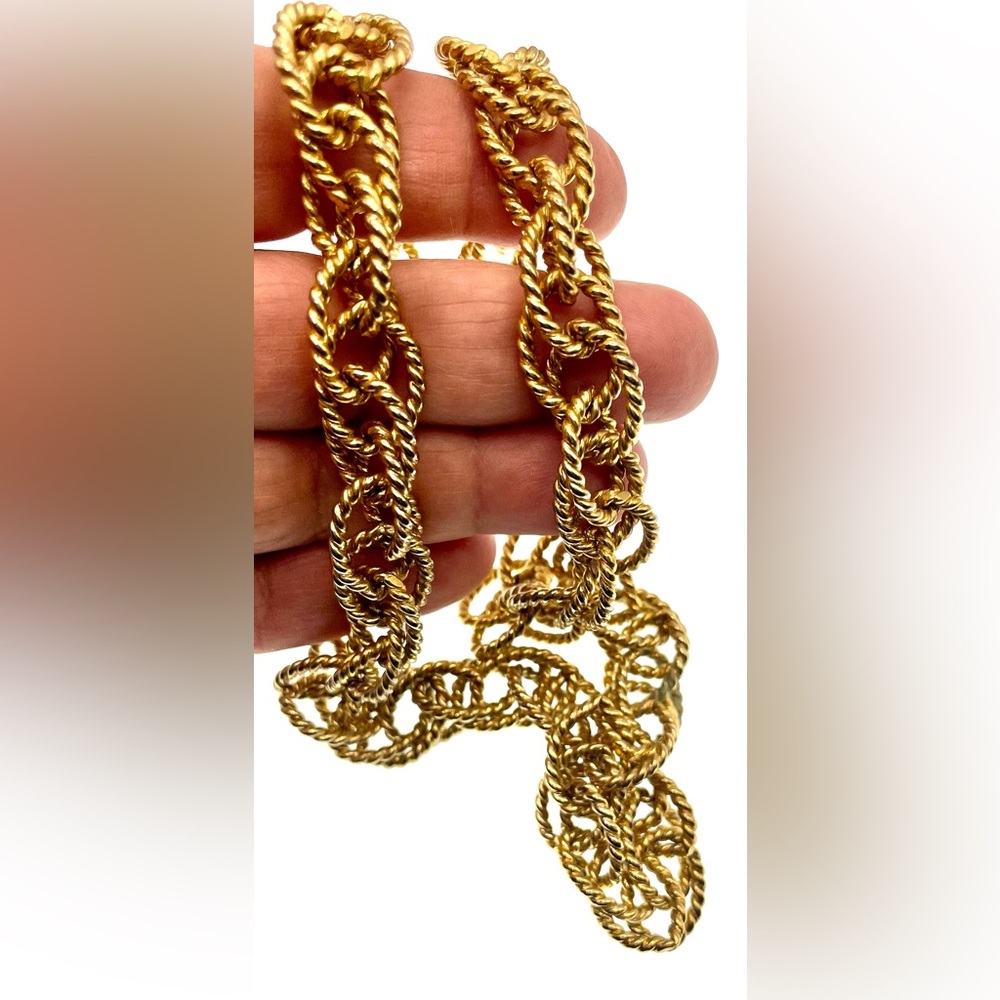 Vintage Stunning Gold Tone Large Textured Linked Necklace - Picture 5 of 6